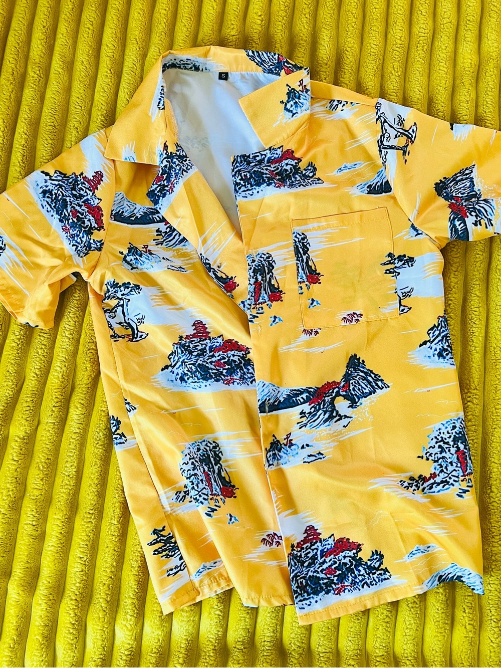 Cliff Booth Yellow Hawaiian Costume Shirt